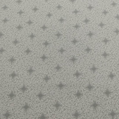 Tecido cinzento claro com padrão floral e arabescos cinza escuro