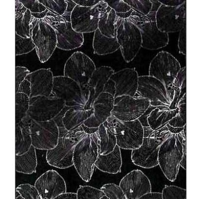 Tecido ou papel decorativo com padrão floral em cinza e preto