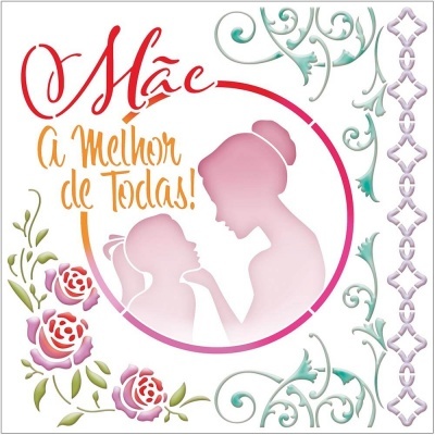 Imagem decorativa com silhuetas e texto em português sobre mãe