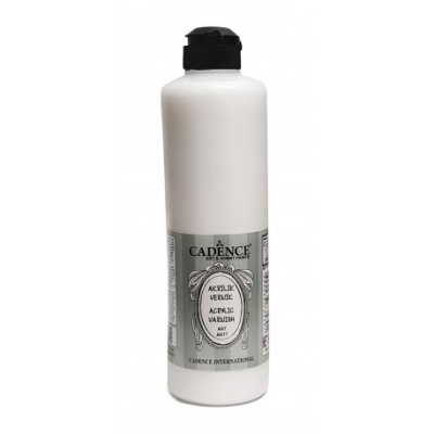 Garrafão branco de tinta acrílica Cadence com tampa preta e rótulo prateado