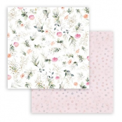 Papel decorativo com padrão floral e papel com padrão de pequenas formas rosa