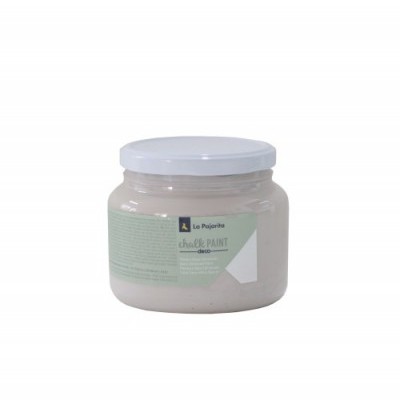 Pote de tinta chalk paint creme com tampa branca e rótulo verde claro