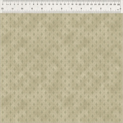 Tecido bege com padrão geométrico e régua de 30 cm a cima