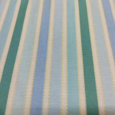 tecido com riscas verticais azuis, verdes e bege com linhas pontilhadas amarelas