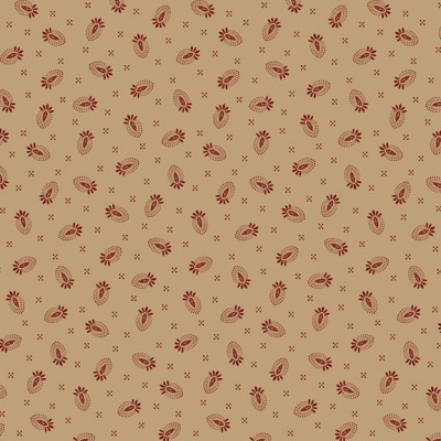 Tecido bege com padrão de folhagem vinho