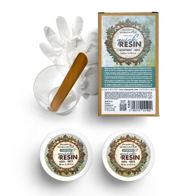 Kit de resina branca VERACOLOR com luvas, copo plástico e espátula de madeira