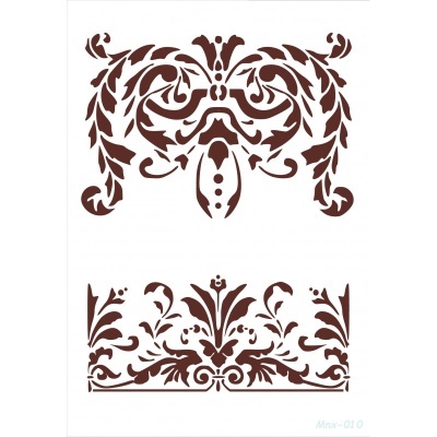 Dois padrões decorativos simétricos castanhos em fundo branco