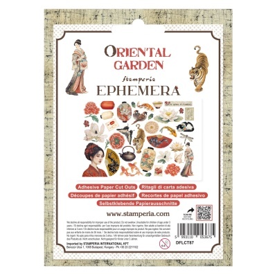 Pacote de adesivos em papel Stamperia Oriental Garden com ilustrações orientais