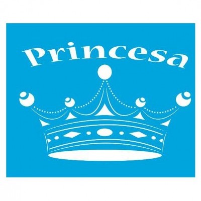 Fundo azul com coroa branca e texto 'Princesa'