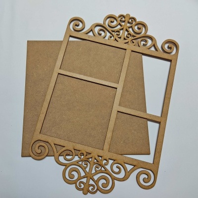 moldura decorativa em madeira MDF cortada a laser com quatro divisões