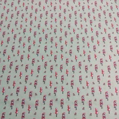 Tecido bege com padrão de pequenas flores vermelhas e rosas