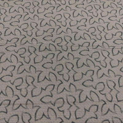 Tecido cinza claro com padrão abstrato preto