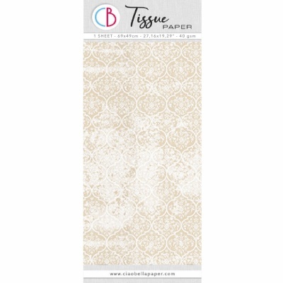 Papel tissue decorativo CB Tissue PAPER bege e branco na embalagem
