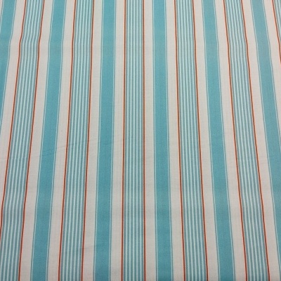 Tecido listrado azul turquesa, branco e vermelho