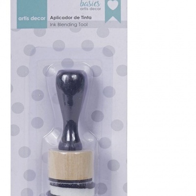 Aplicador de tinta artis decor em embalagem com cabo preto e base de esponja branca