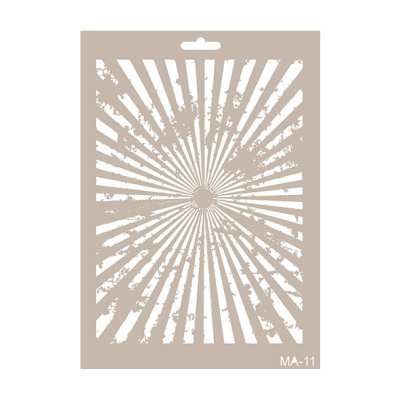 Stencil bege com padrão de raios solares e código MA-11