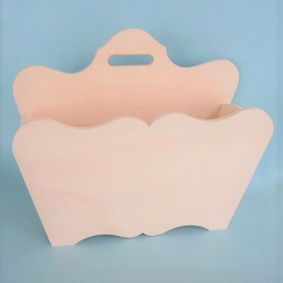 Cesto de armazenamento em madeira rosa claro com alça