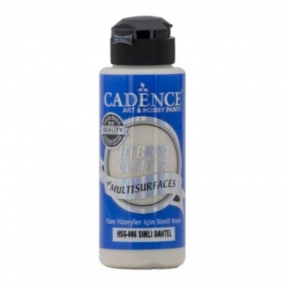 Frasco de tinta Cadence Hybrid Glitter multisuperfícies com rótulo azul e tampa preta