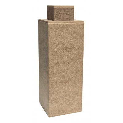 Caixa retangular alta de cortiça castanha com tampa quadrada do mesmo material