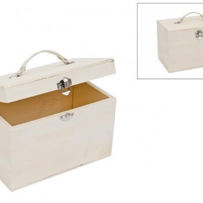 caixa de madeira branca com tampa e fecho