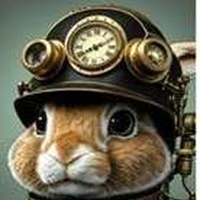 Coelho com capacete e acessórios steampunk
