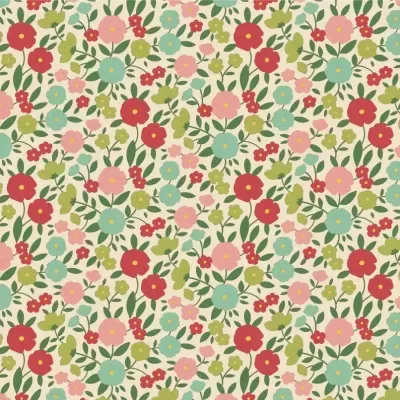 Padrão floral multicolorido sobre fundo creme