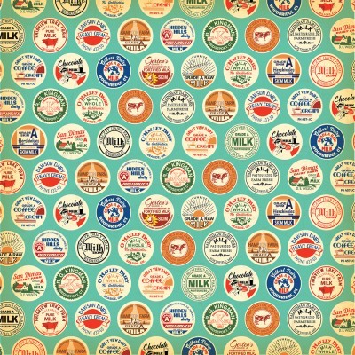 Padrão de rótulos vintage coloridos de leite e café