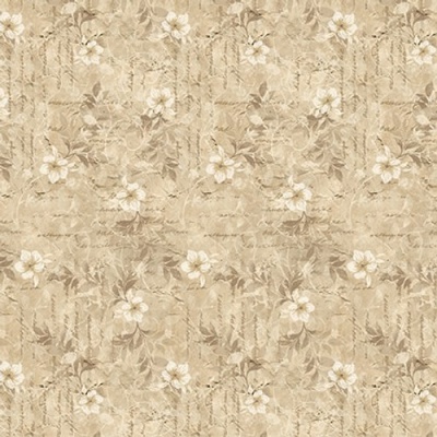 Papel de parede floral bege com escrita manuscrita de fundo