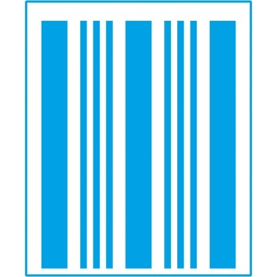 Código de barras azul em fundo branco com barras verticais