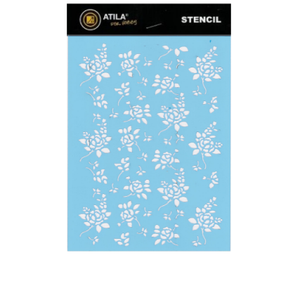 Stencil floral ATILA® em embalagem preta e azul
