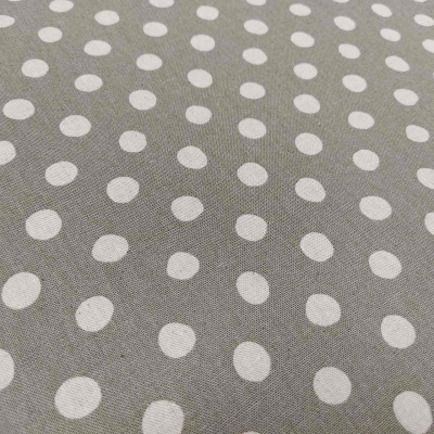 tecido cinzento com padrão de bolinhas brancas