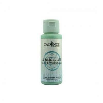 Frasco verde claro de plástico com tampa contendo MAGIC GLASS da CADENCE.