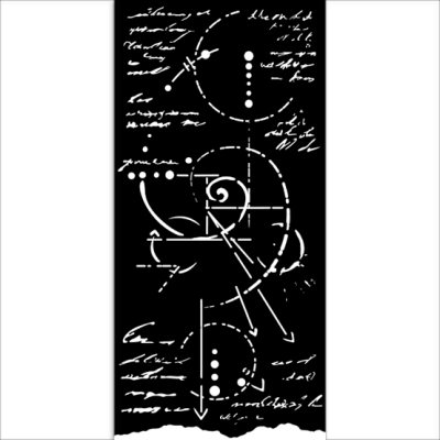 Impressão digital preta e branca com desenhos e texto manuscrito