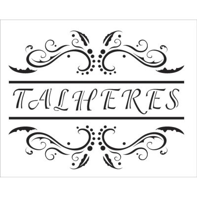 Design decorativo preto com a palavra TALHERES