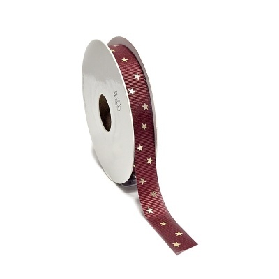 Rolo de fita bordeaux com estrelas douradas