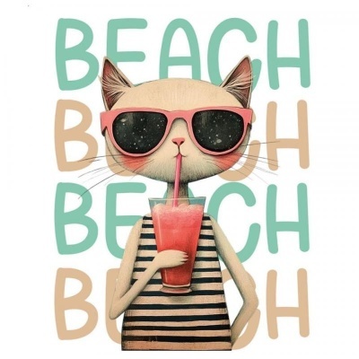 Desenho de gato com óculos e batido com texto de fundo