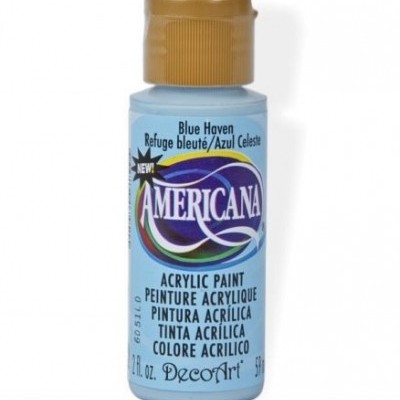 Frasco de tinta acrílica azul celeste Americana com tampa castanha
