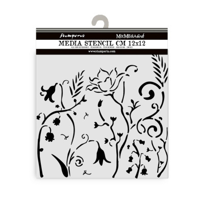 Stencil floral de 12x12 cm em embalagem com gancho