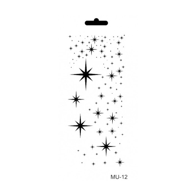 Autocolantes decorativos de estrelas pretas em fundo branco com código MU-12