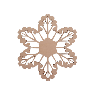 Floco de neve decorativo em madeira natural clara