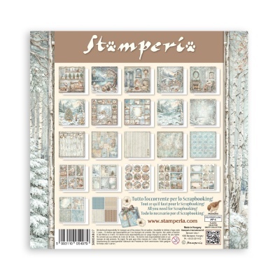 Folhas para scrapbook de inverno com padrões e cenas acolhedoras