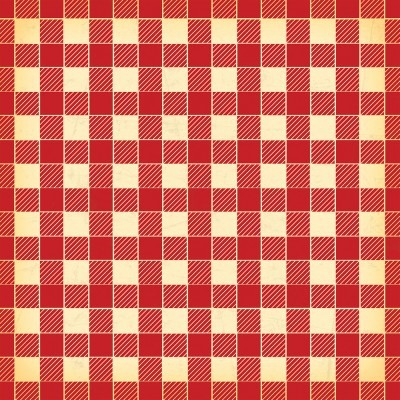 Padrão xadrez vermelho e creme com quadrados alternados