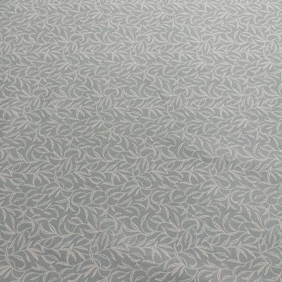 tecido cinza com padrão de folhas brancas