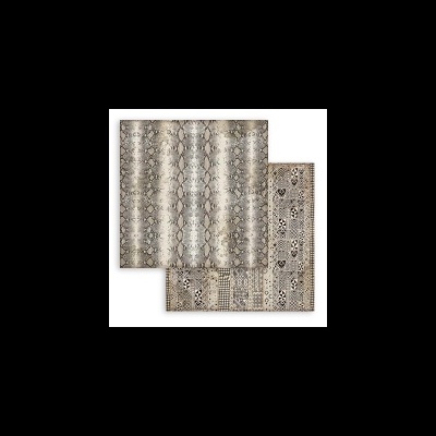 Tapete com padrão animal misto em tons cinza, bege e castanho