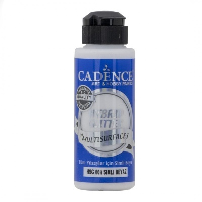 Frasco de tinta branca cintilante para arte da marca Cadence com rótulo azul
