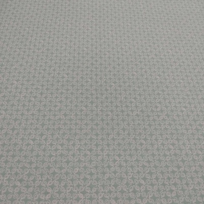 Tecido com padrão floral branco sobre fundo cinza claro