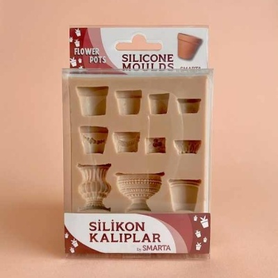 conjunto de moldes em silicone para vasos de plantas em embalagem