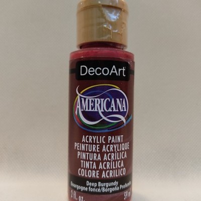 frasco de tinta acrílica DecoArt Americana cor vinho com tampa bege