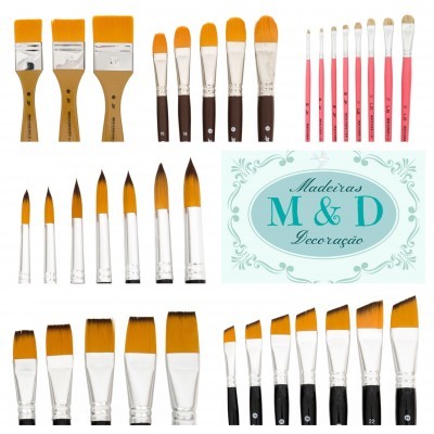 Conjuntos de pincéis variados para pintura e logo de Madeiras M & D Decoração