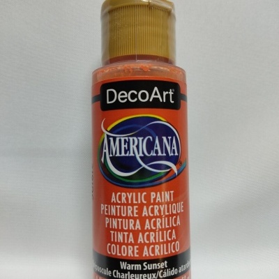 Frasco de tinta acrílica DecoArt Americana cor Warm Sunset com tampa amarela